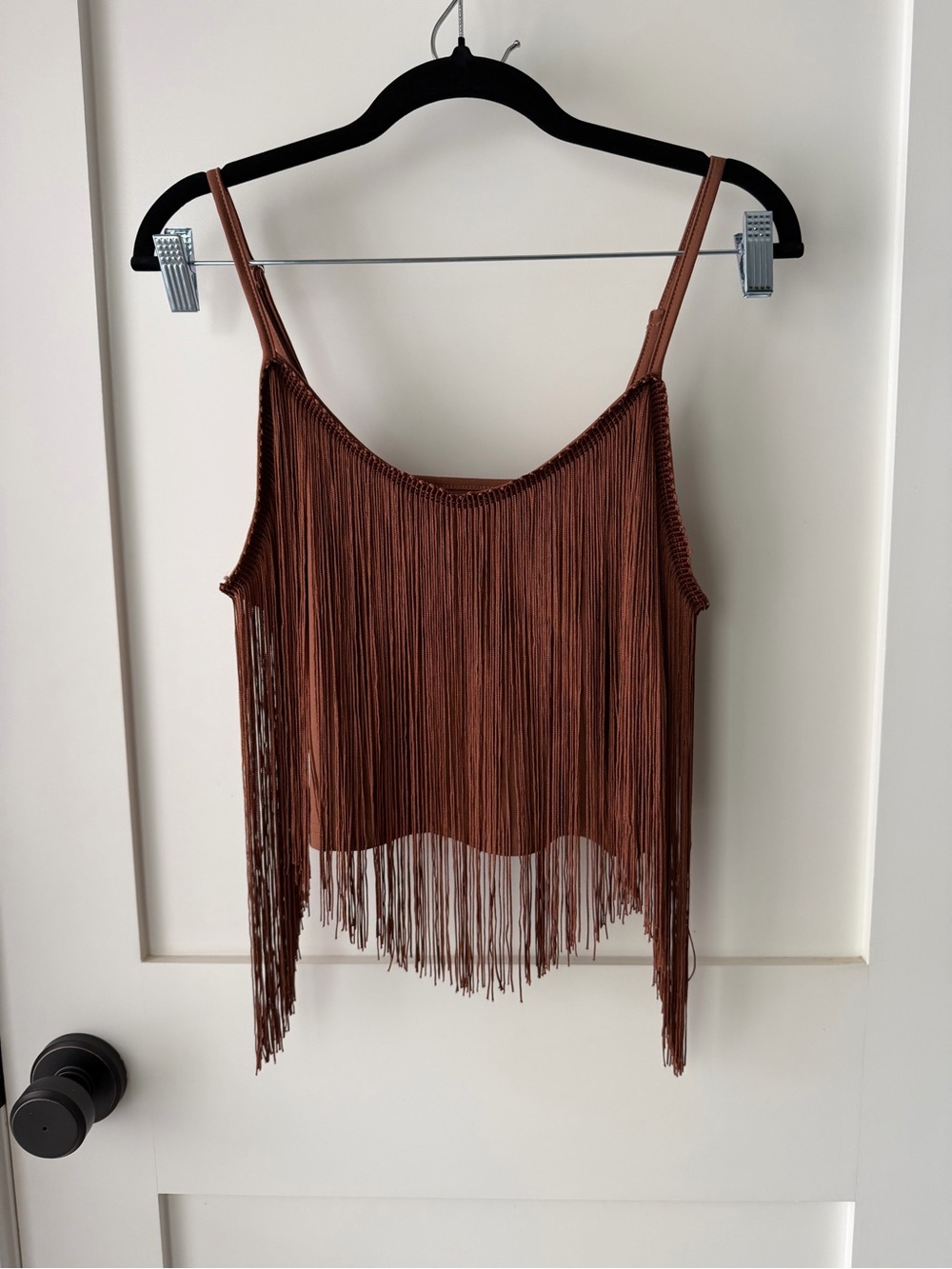 Fringe Tank Top - Copper Brown Women’s Spaghetti Strap Top